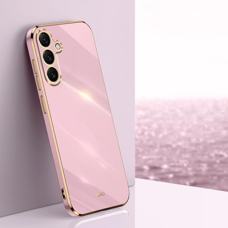 

For Samsung Galaxy S25 FE 5G XINLI Straight Edge 6D Electroplate TPU Phone Case(Cherry Purple)