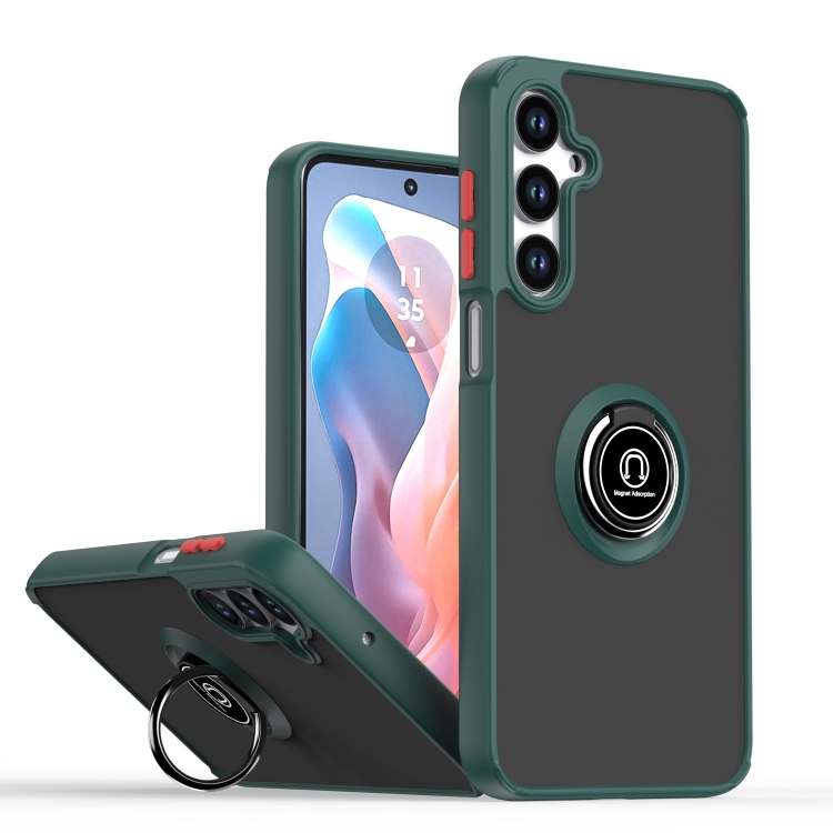 

For Samsung Galaxy A16 5G Q Shadow 1 Series TPU + PC Phone Case with Ring(Dark Green)