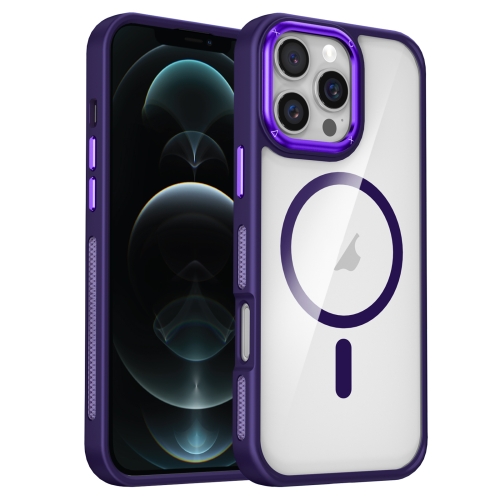 

For iPhone 12 Pro Max Breathable Skin Feel Transparent MagSafe Magnetic Phone Case(Purple)