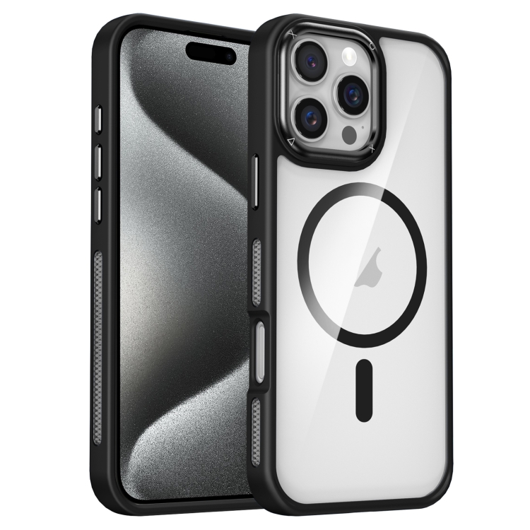 

For iPhone 15 Pro Breathable Skin Feel Transparent MagSafe Magnetic Phone Case(Black)