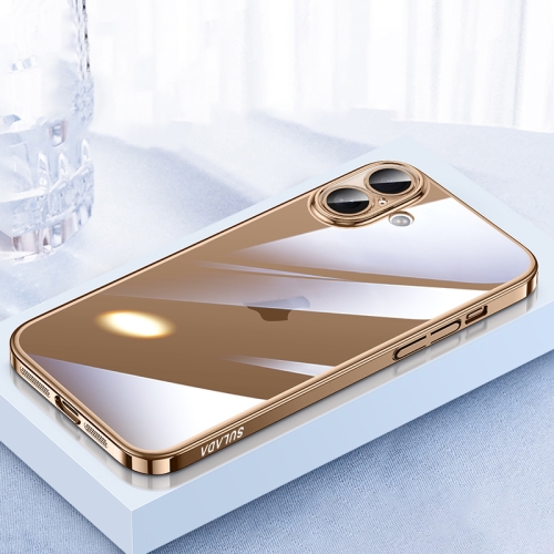 

For iPhone 16 Plus SULADA JINGJIA Series Lens Protector Hard PC Phone Case(Gold)