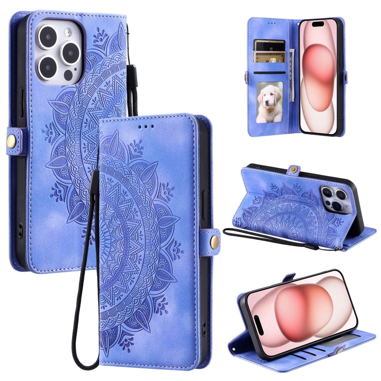 

For iPhone 16 Pro Skin Feel Totem Embossed Leather Phone Case(Purple)