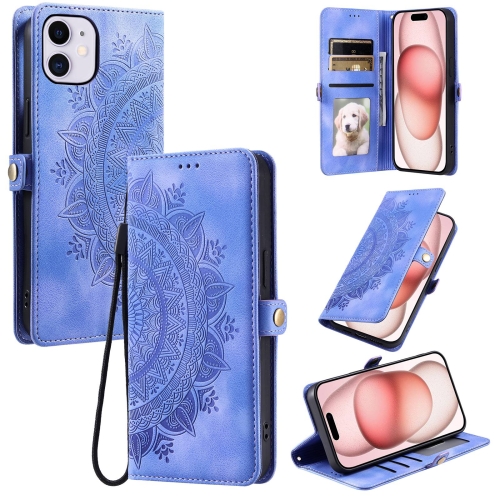 

For iPhone 12 mini Skin Feel Totem Embossed Leather Phone Case(Purple)