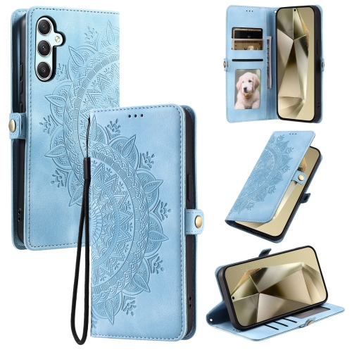 

For Samsung Galaxy S24 FE 5G Skin Feel Totem Embossed Leather Phone Case(Blue)