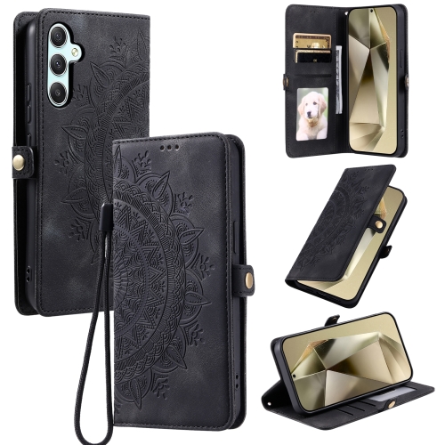 

For Samsung Galaxy S24 FE 5G Skin Feel Totem Embossed Leather Phone Case(Black)