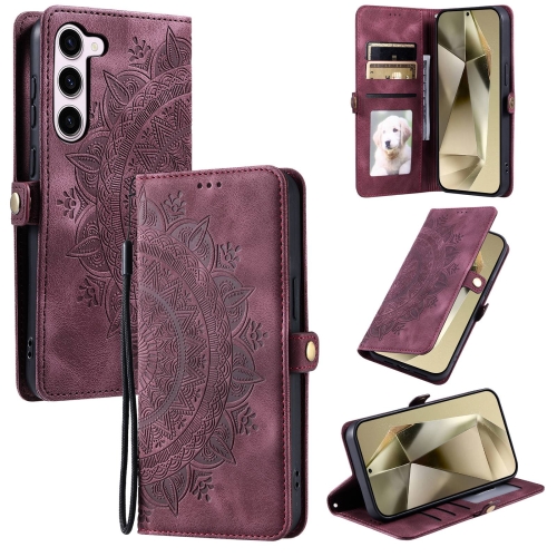 

For Samsung Galaxy S23+ 5G Skin Feel Totem Embossed Leather Phone Case(Wine Red)