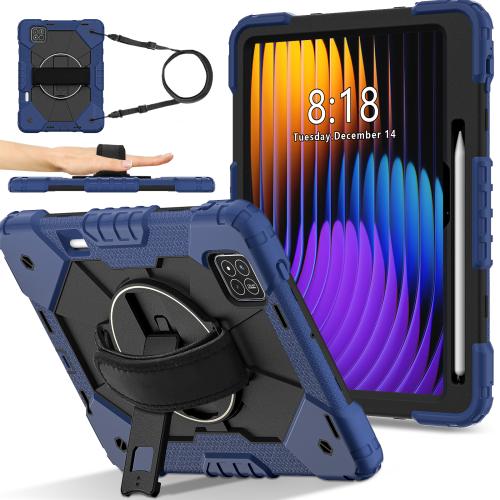 

For Xiaomi Pad 7 / 7 Pro 2024 Contrast Color Robot Silicone Hybrid PC Tablet Case(Navy Black)