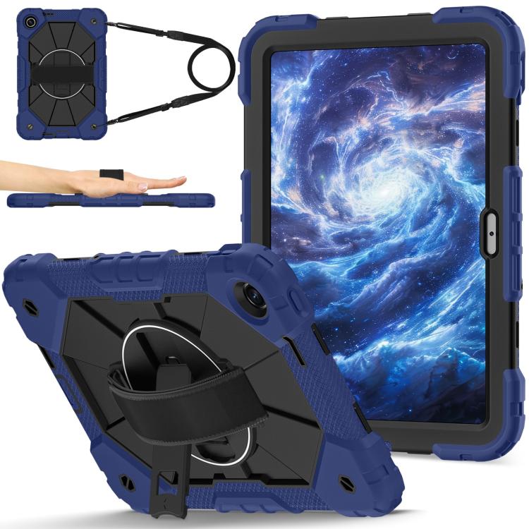 

For Xiaomi Redmi Pad 2 SE 9.7 2026 Contrast Color Robot Silicone Hybrid PC Tablet Case(Navy Black)