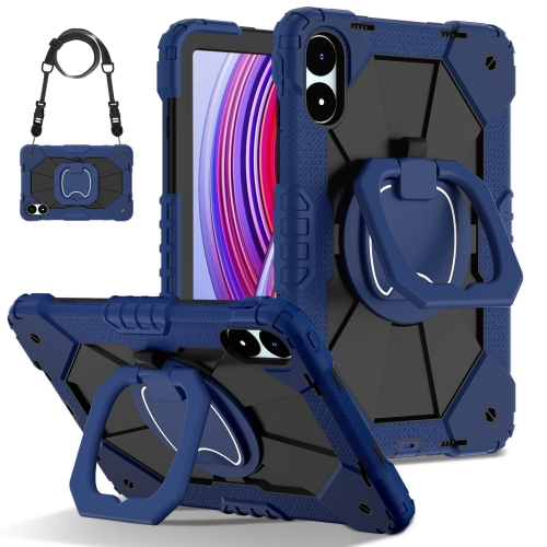 

For Xiaomi Poco Pad 12.1 Contrast Color Robot Silicone Hybrid PC Tablet Case(Navy Black)