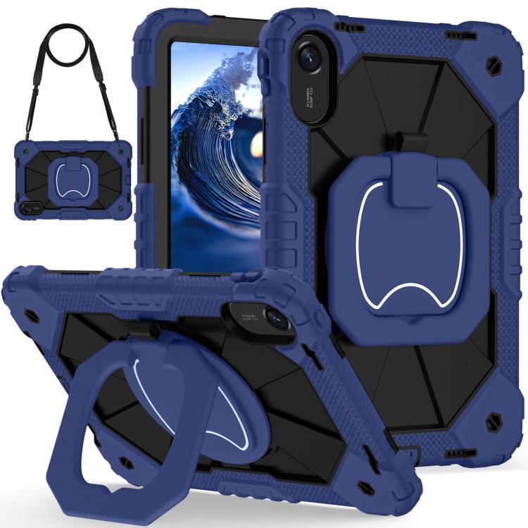 

For Xiaomi Redmi Pad 2 11 2025 Contrast Color Robot Silicone Hybrid PC Tablet Case(Navy Black)