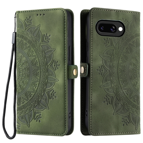 

For Google Pixel 9a Skin Feel Totem Embossed Leather Phone Case(Deep Green)