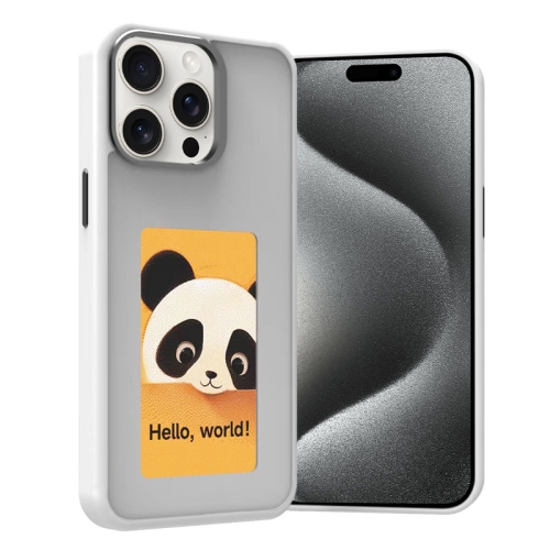 

For iPhone 15 Pro Max Four-Color E-ink Screen NFC DIY Phone Case(White)