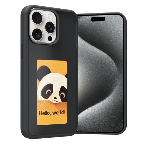 

For iPhone 15 Pro Four-Color E-ink Screen NFC DIY Phone Case(Black)
