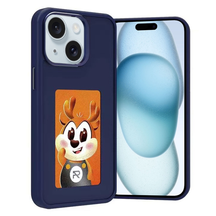

For iPhone 15 Four-Color E-ink Screen NFC DIY Phone Case(Blue)