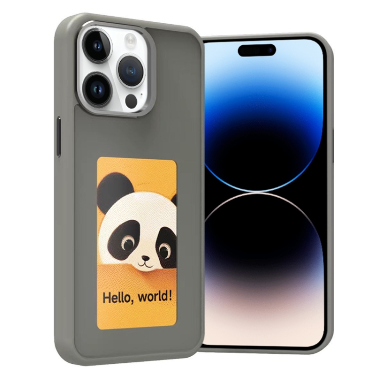 

For iPhone 14 Pro Four-Color E-ink Screen NFC DIY Phone Case(Grey)