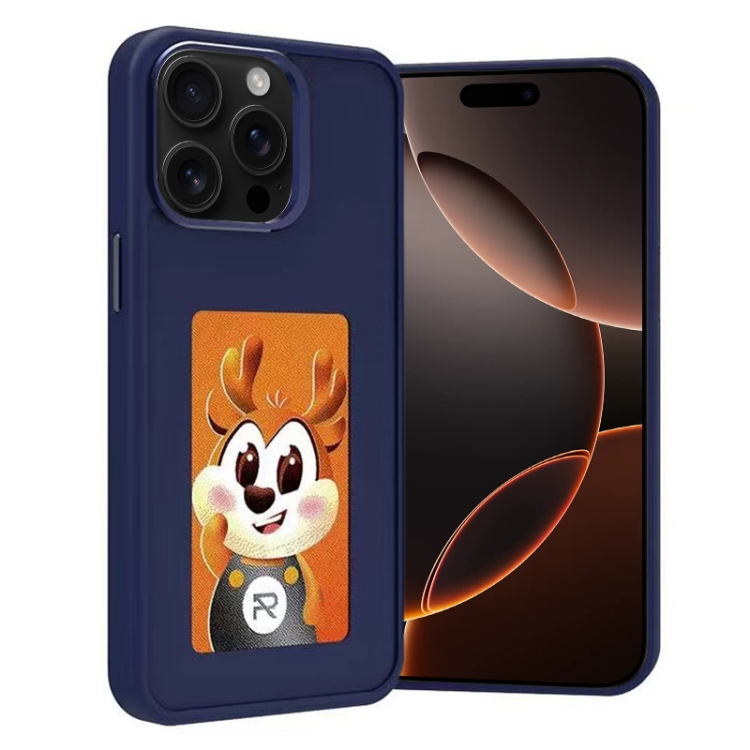 

For iPhone 16 Pro Four-Color E-ink Screen NFC DIY Phone Case(Blue)