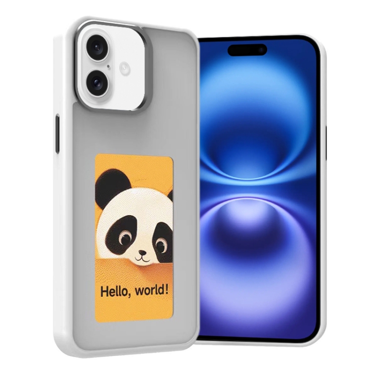 

For iPhone 16 Plus Four-Color E-ink Screen NFC DIY Phone Case(White)