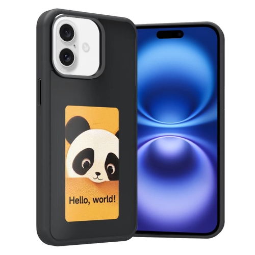

For iPhone 16 Four-Color E-ink Screen NFC DIY Phone Case(Black)