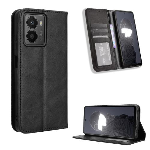 

For HMD Fusion 5G Magnetic Buckle Retro Texture Leather Phone Case(Black)