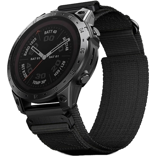 

For Garmin Fenix 7X Nylon Loop Hook And Loop Fastener Quick Release Watch Band(Black)