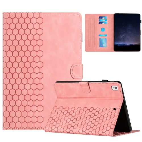 

For iPad 10.2 2021 / 2020 / 10.5 2019 Honeycomb Embossed Leather Smart Tablet Case(Pink)