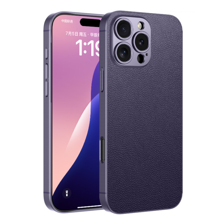 

For iPhone 16 Pro GKK Metal Paint Skin Feel Leather Full Coverage Phone Case(Purple)