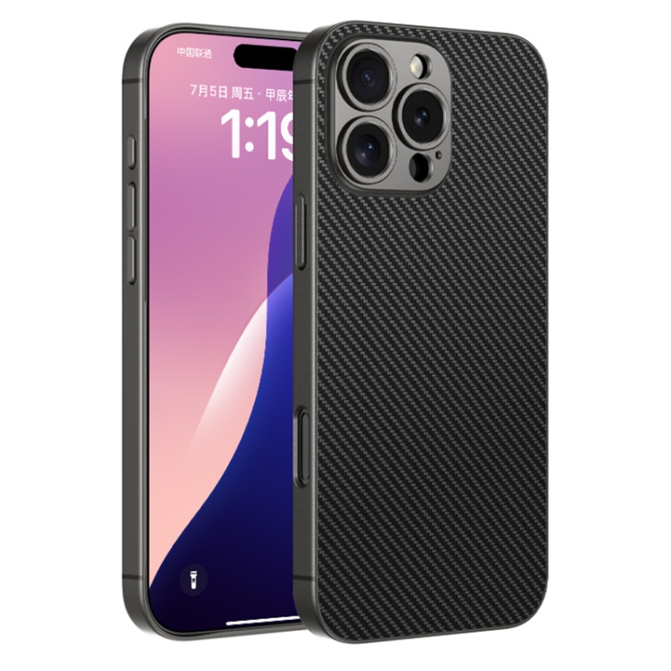 

For iPhone 16 Pro GKK Metal Paint Skin Feel Leather Full Coverage Phone Case(Carbon Fibre)