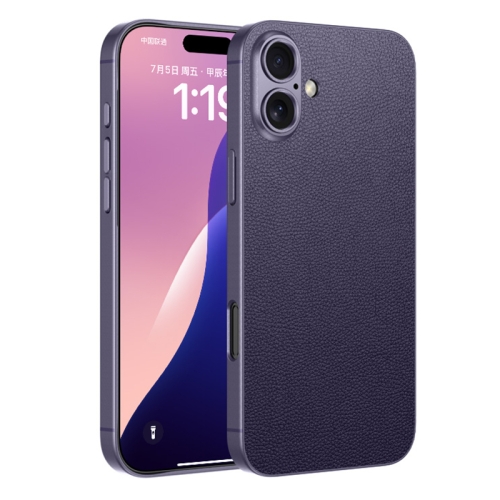 

For iPhone 16 GKK Metal Paint Skin Feel Leather Full Coverage Phone Case(Purple)
