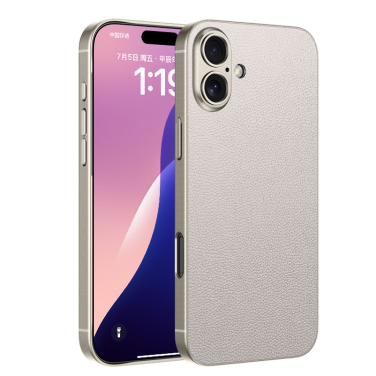 

For iPhone 16 GKK Metal Paint Skin Feel Leather Full Coverage Phone Case(Titanium Grey)