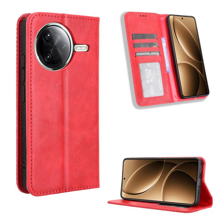 

For Redmi K80 / K80 Pro Magnetic Buckle Retro Texture Leather Phone Case(Red)