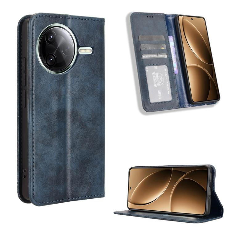 

For Redmi K80 / K80 Pro Magnetic Buckle Retro Texture Leather Phone Case(Blue)