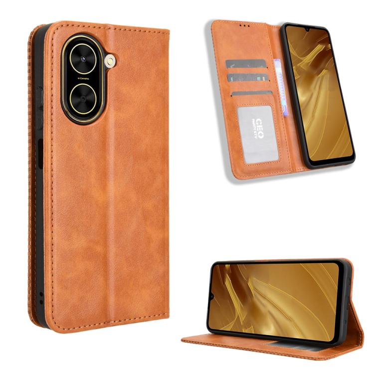

For Redmi A5 4G 173.3mm Magnetic Buckle Retro Texture Leather Phone Case(Brown)