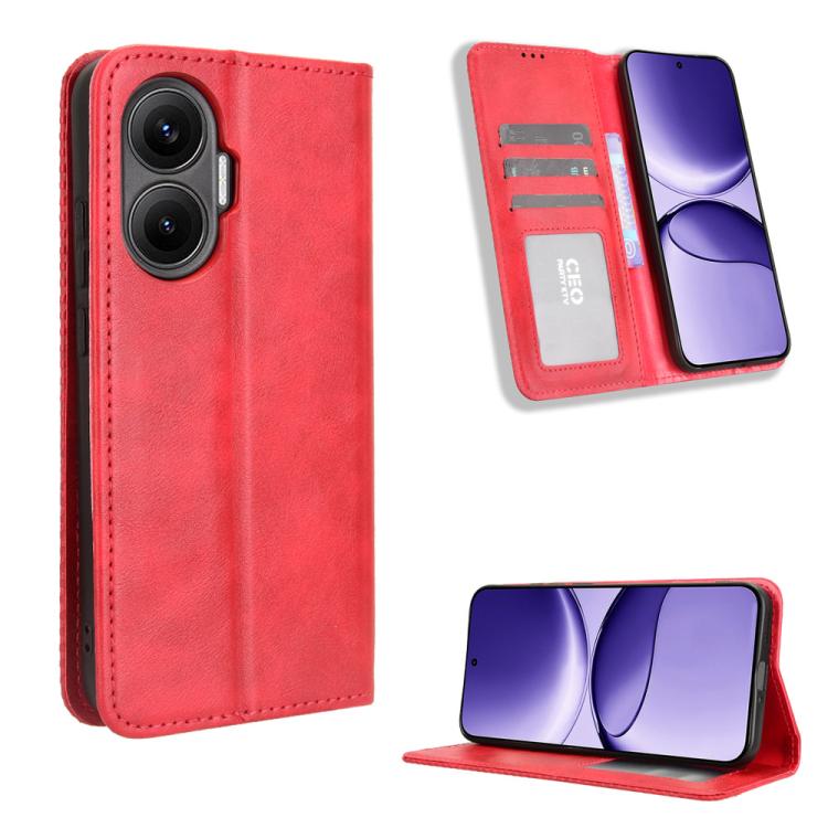

For Redmi Turbo 4 Pro 5G Magnetic Buckle Retro Texture Leather Phone Case(Red)