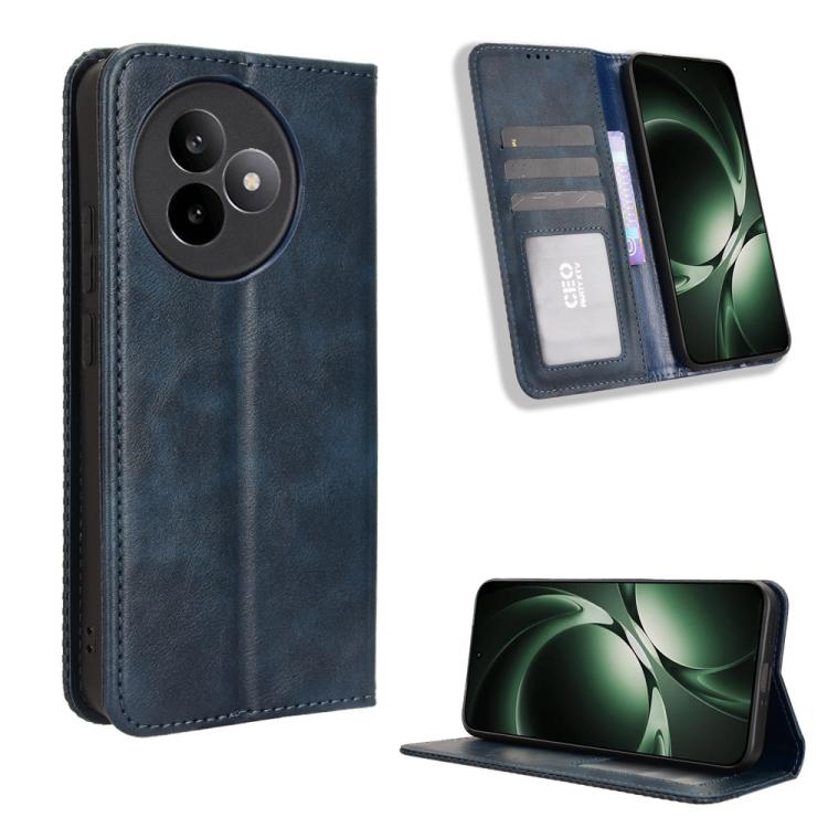 

For Redmi K80 Ultra Magnetic Buckle Retro Texture Leather Phone Case(Blue)