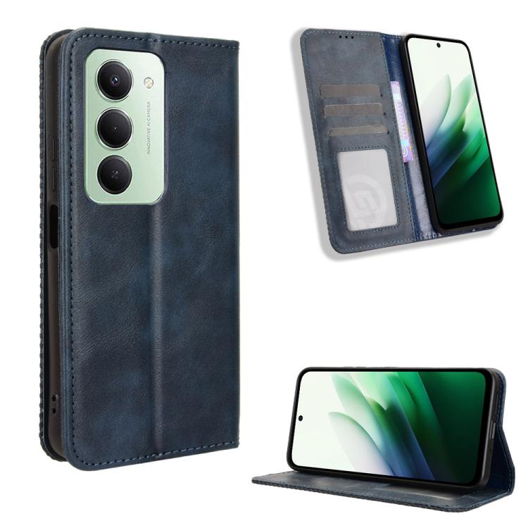 

For Redmi 15 5G Global / 15 4G SEA 169.5mm Magnetic Buckle Retro Texture Leather Phone Case(Blue)