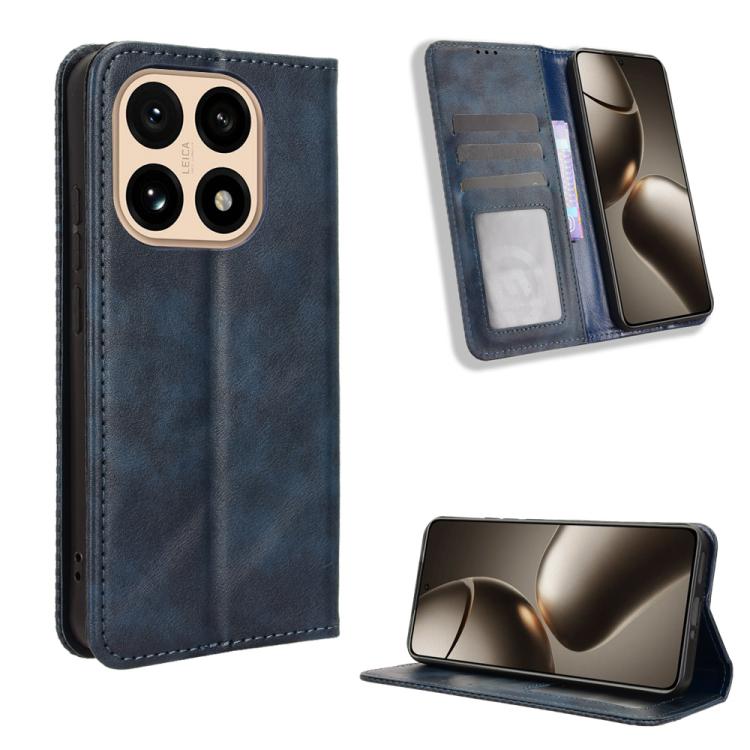 

For Xiaomi 15T 5G Magnetic Buckle Retro Texture Leather Phone Case(Blue)