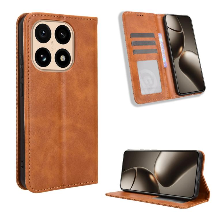 

For Xiaomi 15T 5G Magnetic Buckle Retro Texture Leather Phone Case(Brown)