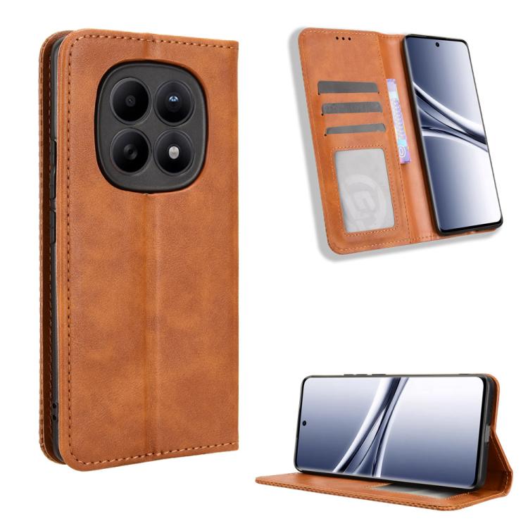 

For Redmi Note 15 5G / 4G 164mm / Poco M8 5G Magnetic Buckle Retro Texture Leather Phone Case(Brown)