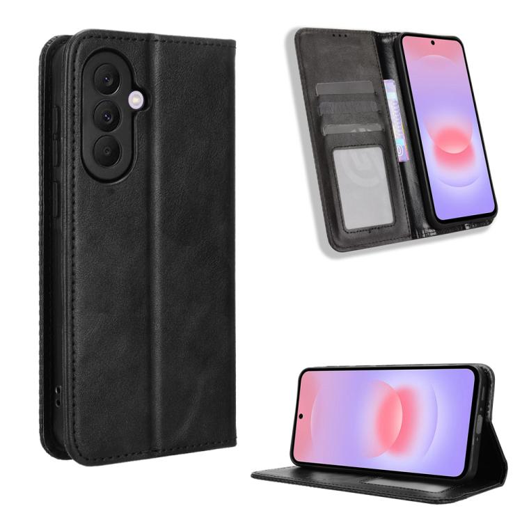 For Galaxy A57 5G Magnetic Buckle Retro Texture Leather Phone Case(Black) — купить у Sunsky-online WW