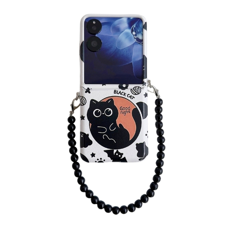 

For Xiaomi Mix Flip Painted Black Cat Pattern Side Buckle Phone Case(with Bracelet)