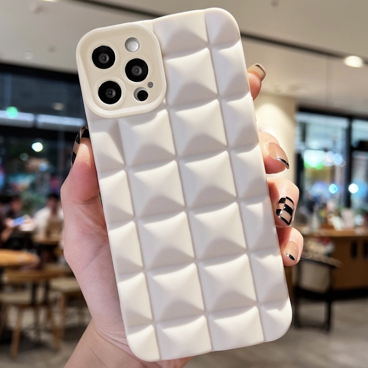 

For iPhone 15 Pro 3D Grid TPU Phone Case(White)