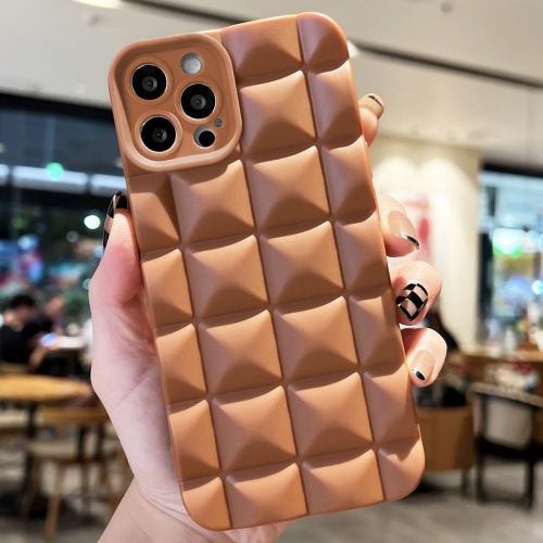 

For iPhone 15 Pro 3D Grid TPU Phone Case(Coffee)