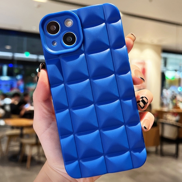 

For iPhone 14 Plus 3D Grid TPU Phone Case(Blue)