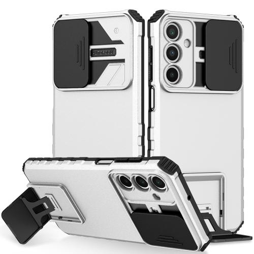 

For Samsung Galaxy A36 Stereoscopic Holder Sliding Camshield Phone Case(White)