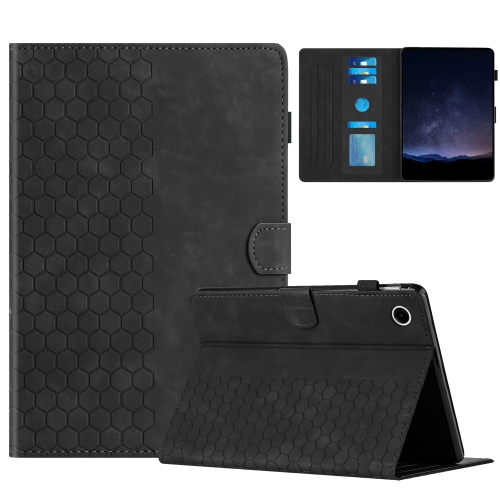 

For Samsung Galaxy Tab A9+ Honeycomb Embossed Leather Smart Tablet Case(Black)