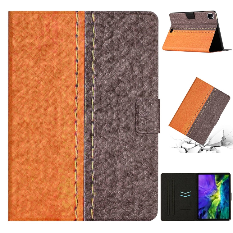 

For iPad Pro 11 2024 Stitching Solid Color Flip Leather Smart Tablet Case(Orange)