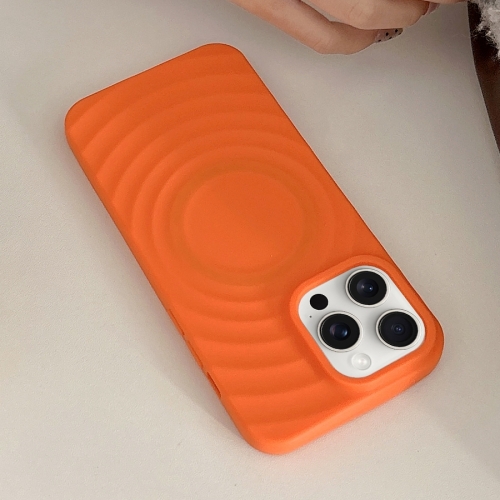 

For iPhone 16 Pro Frosted Wave Texture MagSafe Magnetic TPU Phone Case(Orange)