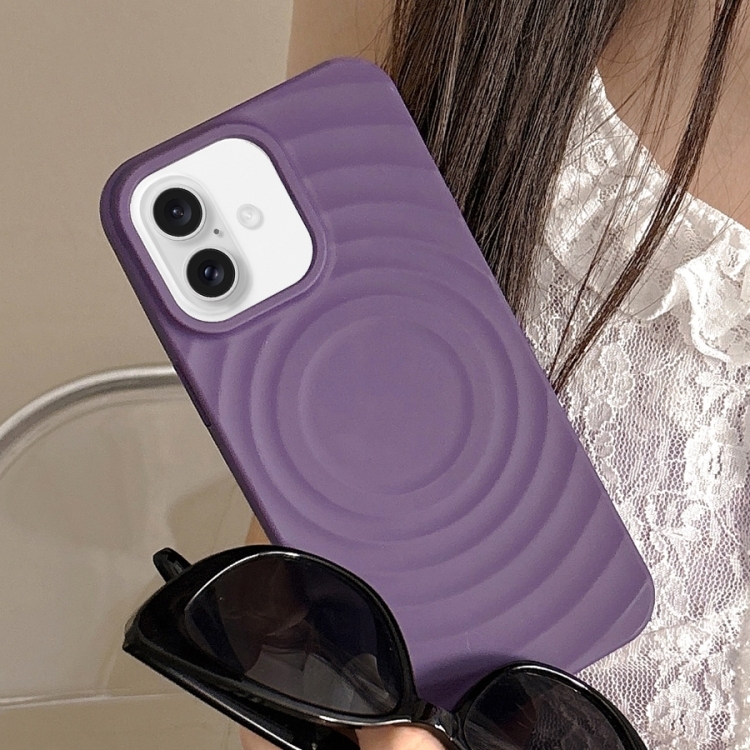 

For iPhone 16 Plus Frosted Wave Texture MagSafe Magnetic TPU Phone Case(Purple)