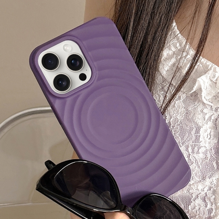 

For iPhone 15 Pro Max Frosted Wave Texture MagSafe Magnetic TPU Phone Case(Purple)