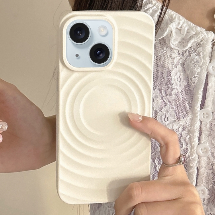 

For iPhone 15 Plus Frosted Wave Texture MagSafe Magnetic TPU Phone Case(White)
